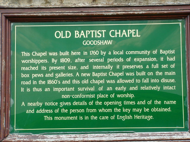 Old Baptist Chapel, Goodshaw